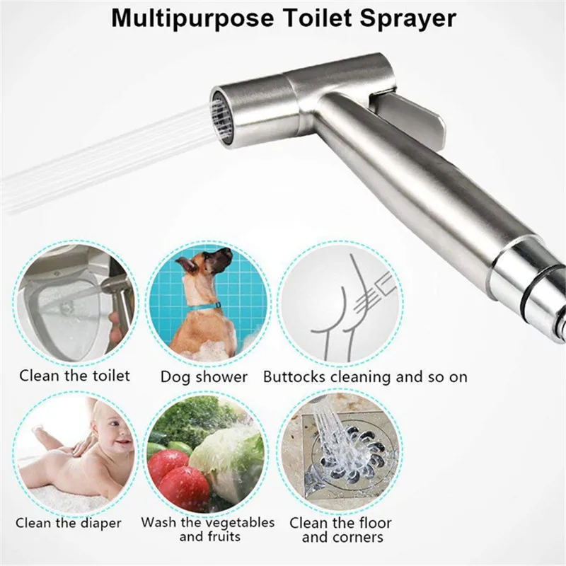 

Handheld Toilet bidet sprayer set Kit Stainless Steel Hand Bidet faucet for Bathroom hand sprayer shower head self cleaning