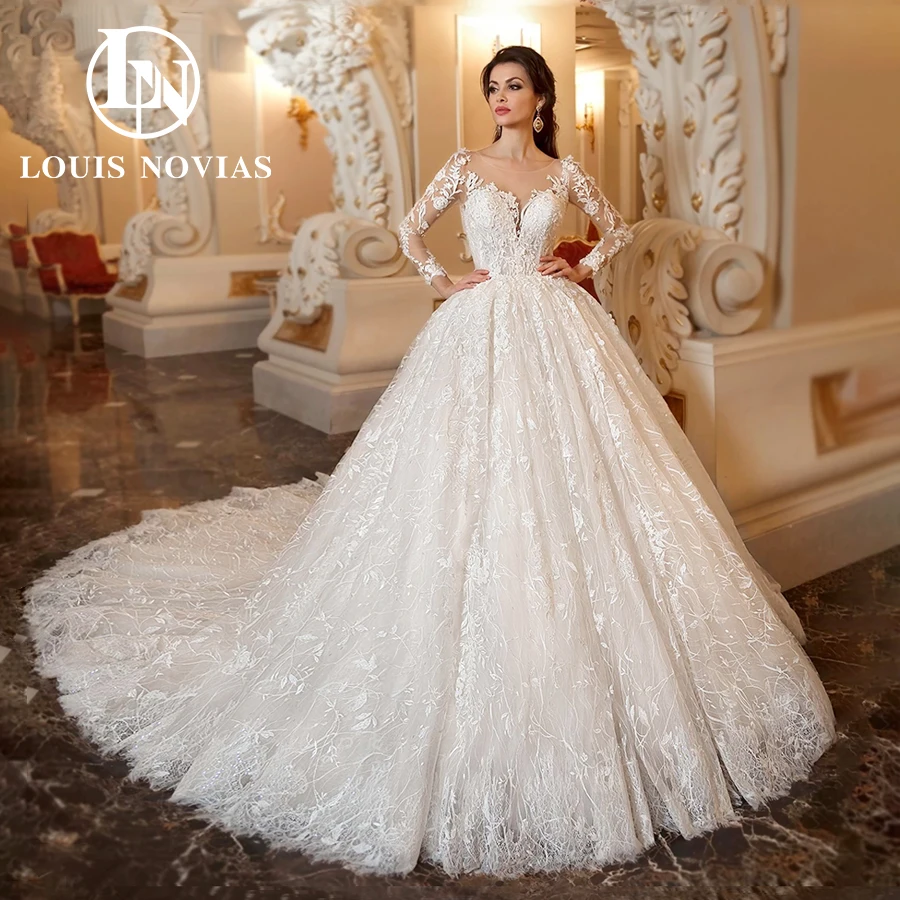 Бальное платье LOUIS NOVIAS свадебные платья 2022 женское с длинным рукавом и шлейфом