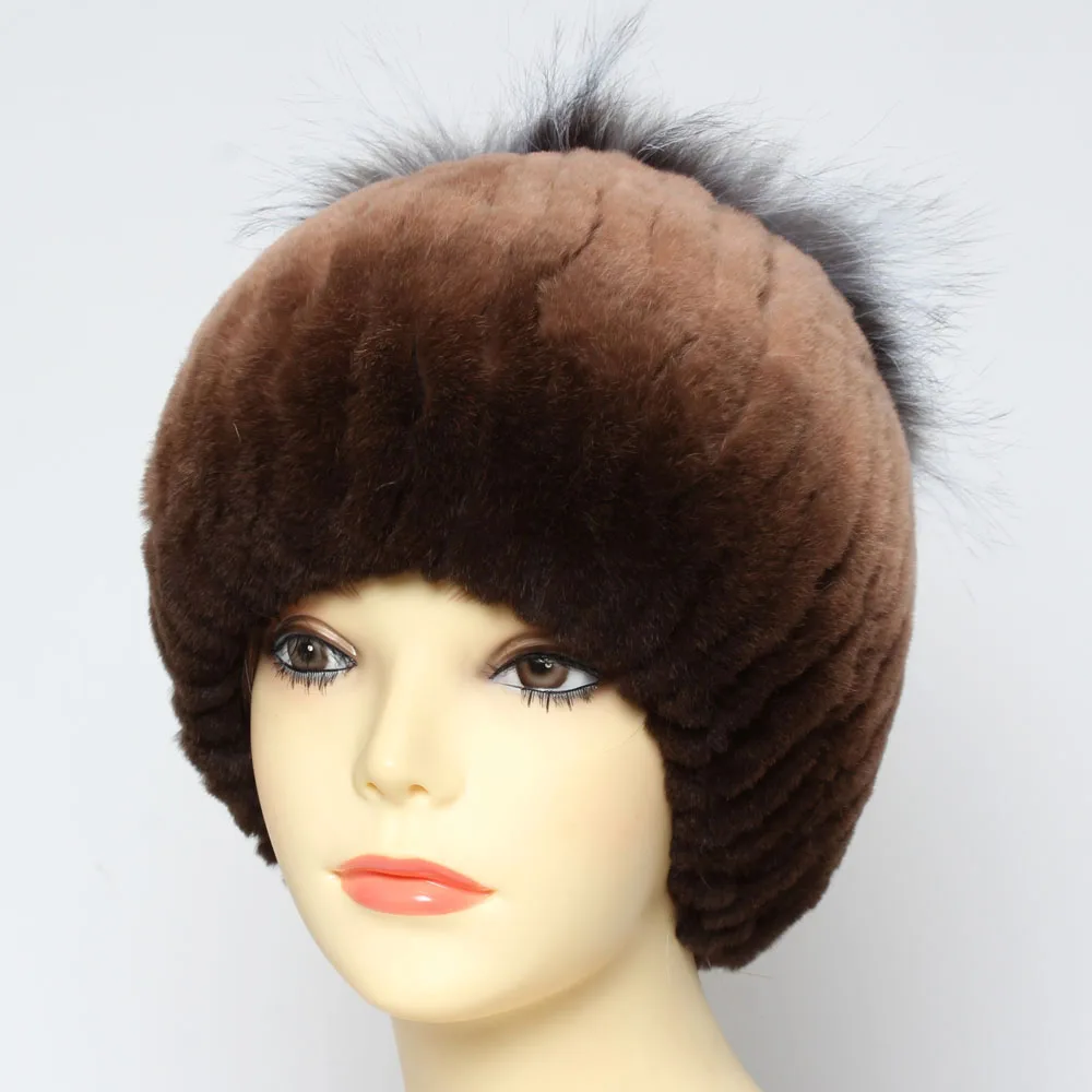 Россия леди Настоящий мех кролика шапка зимняя женская натуральная из меха рекс