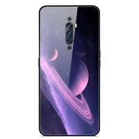 for oppo reno2 z phone case tempered glass case back cover with black silicone bumper star sky pattern
