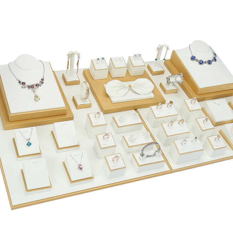 Золотистая двойная Подставка для ювелирных изделий дисплей с фотографией нефрит