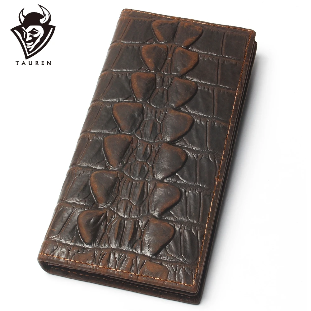 

Mens Crocodile Tail Wallet Crazy Horse 100% Genuine Leather Purse Top Grade Soft Long Branded Coin For Men