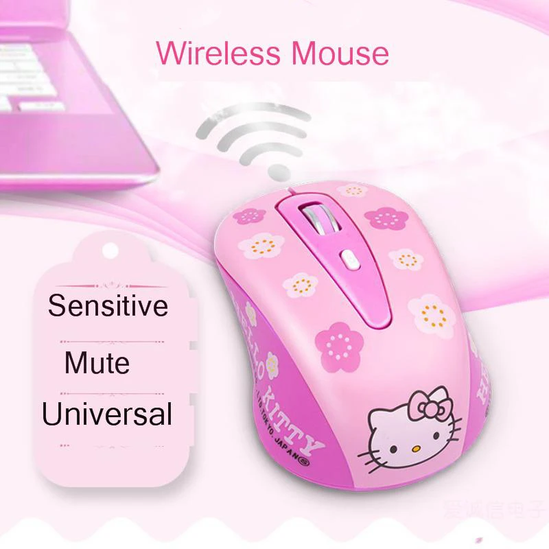 Милая беспроводная компьютерная мышь Hello Kitty розовая 1600 точек/дюйм 2 4 ГГц |