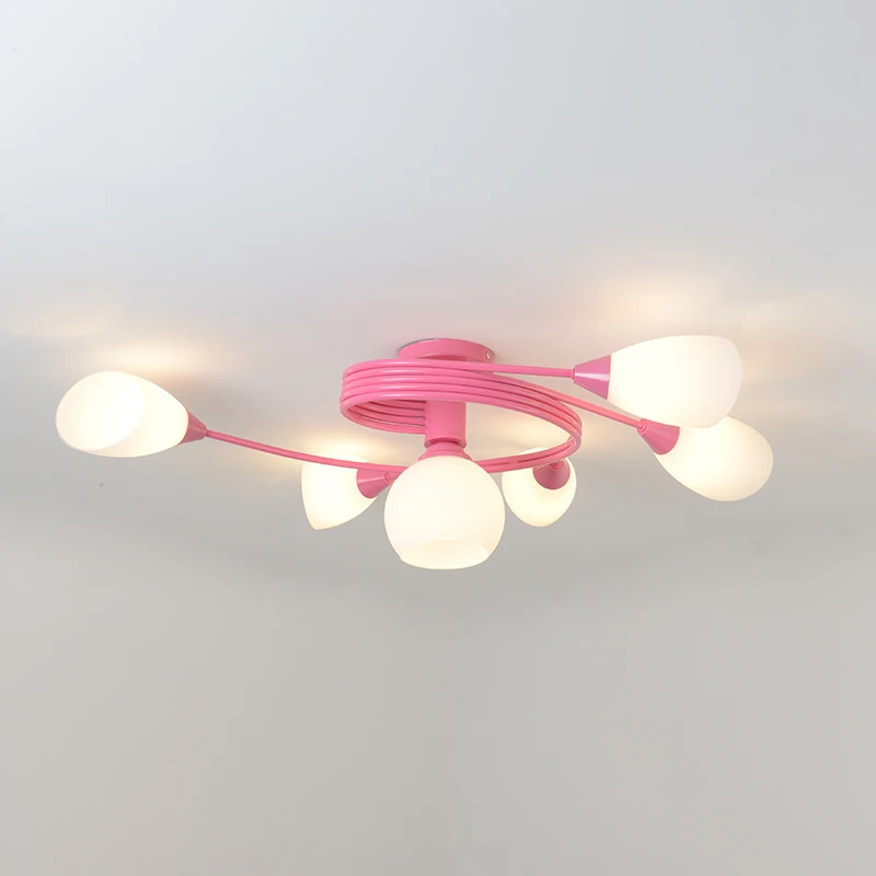 Pink-6 lights Современная многоцветная промышленная люстра, потолочный светильник, освещение для помещений, светодиодный светильник для гостиной, спальни, потолочные светильники для детей - Цвет абажура: Pink-6 lights