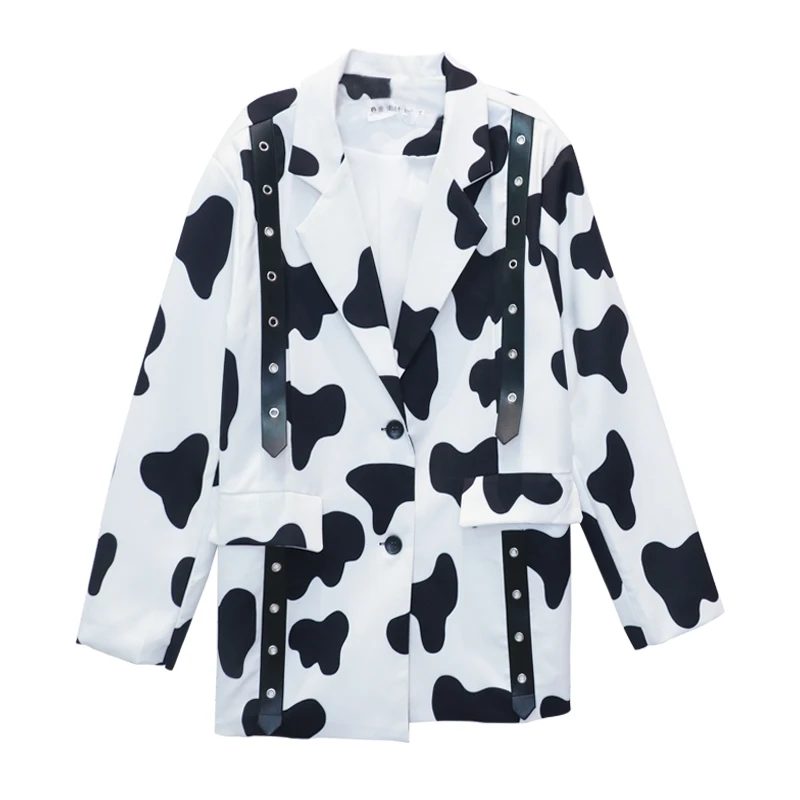

Sister Fara Chic Print Notched Blazer Women's Spring Jacket Coat Thin Loose Single Breasted Blazers Ladies Autumn Casual Blazer