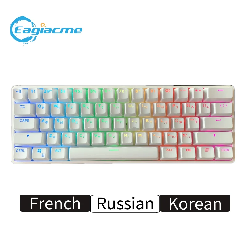 61Key русский/французский/Корейский GamingMechanical клавиатура RGB подсветкой оси