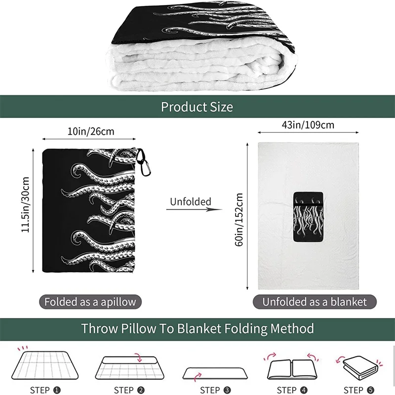 comprar Polvo Preto Viagem Travesseiro Cobertor Dois-em-um Mochila Cinta E Compacto Avião Saco Cintura Suporte 60x43 Polegadas