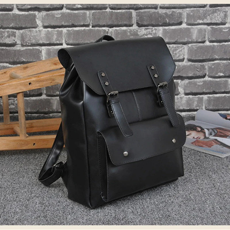 

Crazy Horse Leather PU Men's Backpack Vintage England Style Daypack Travel Laptop School Book Bags Brand Male Bags Rucksack