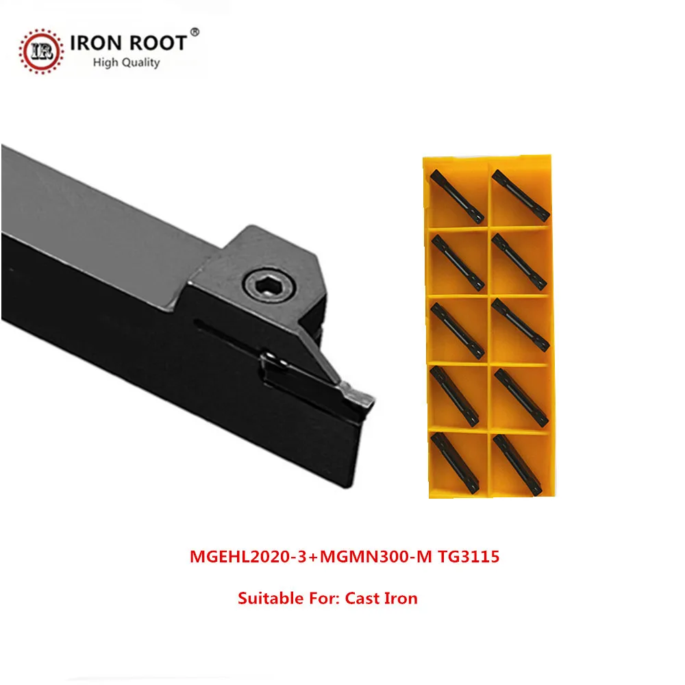 

IRON ROOT 1P MGEHR2020-3,MGEHL2020-3 + 10P MGMN300 Grooving Tool Holder + Carbide Insert For CNC Metal Lathe Cutting Turning