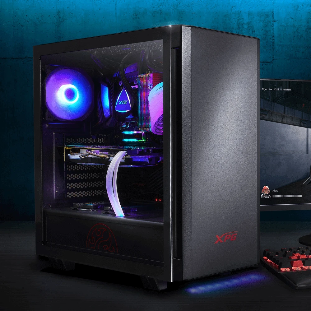Корпус игровой для ПК XPG INVADER BOXWORLDWIDE (ATX подсветка ARGB 2 вентилятора 120мм стеклянная