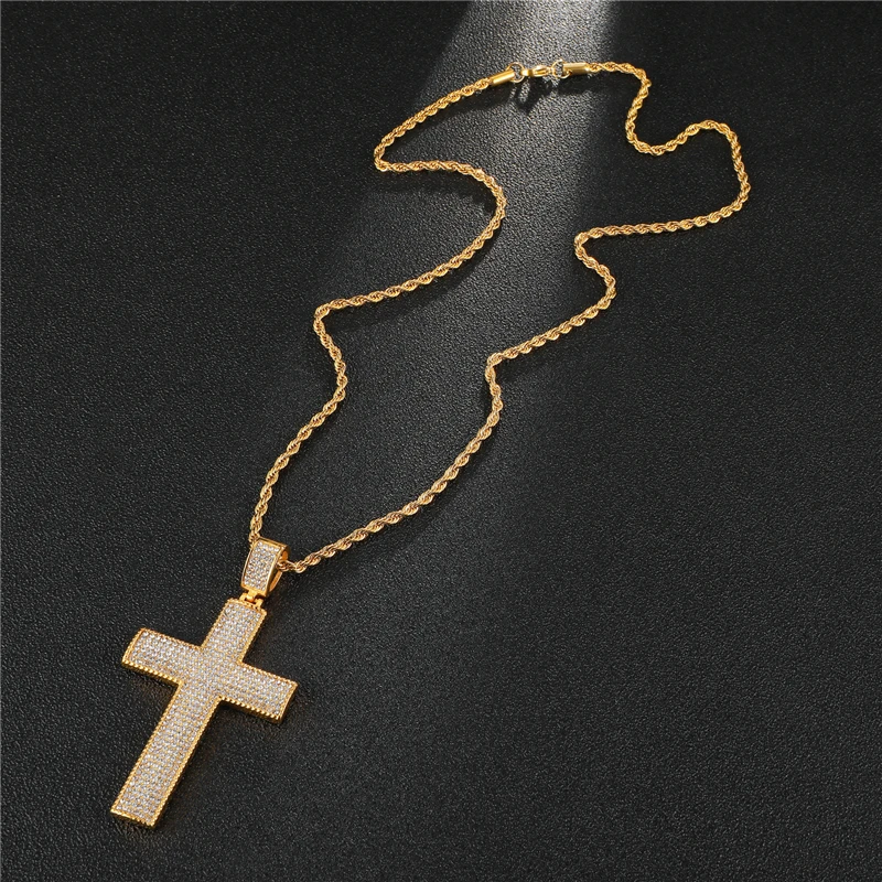 Хип хоп 316L нержавеющая сталь Iced Out микро проложить кулон крест со стразами