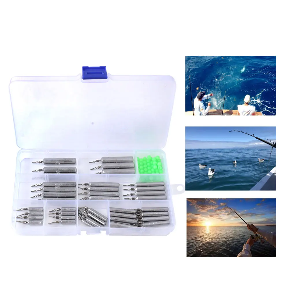 

Fishing Weights Set Fishing Split Shot Weights Sinkers Kit With 9 Division Box Removable Fishing Silver 90PC Fishing Weights Set