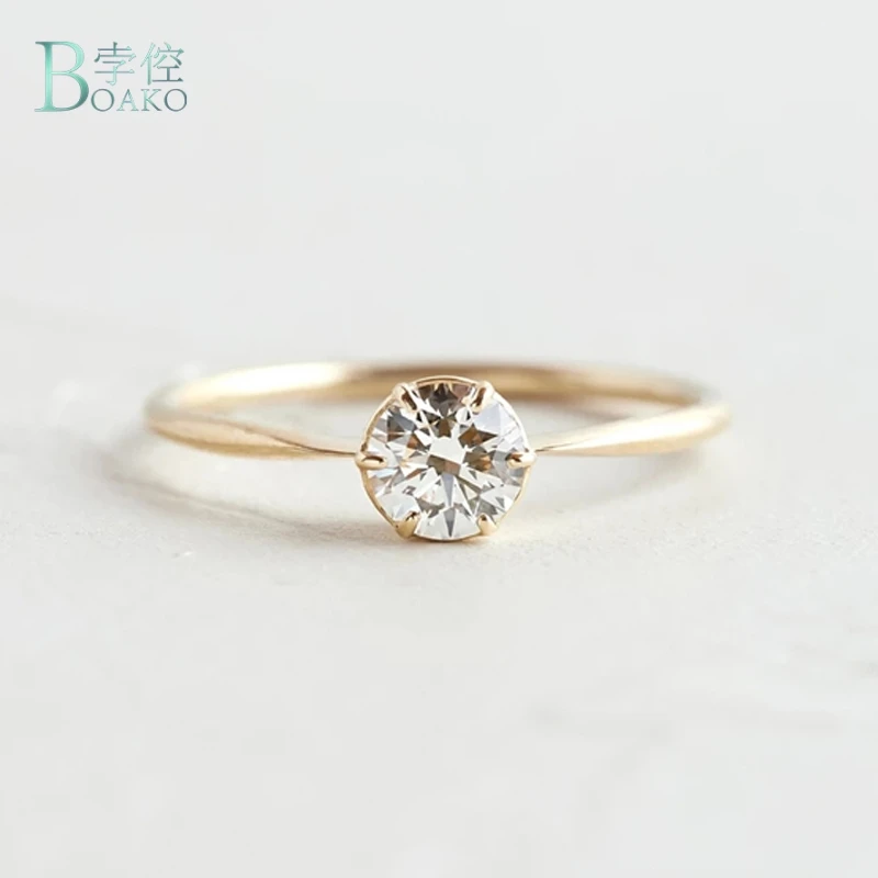 Женское Обручальное Кольцо BOAKO золотое/изящное тонкое кольцо с фианитом и