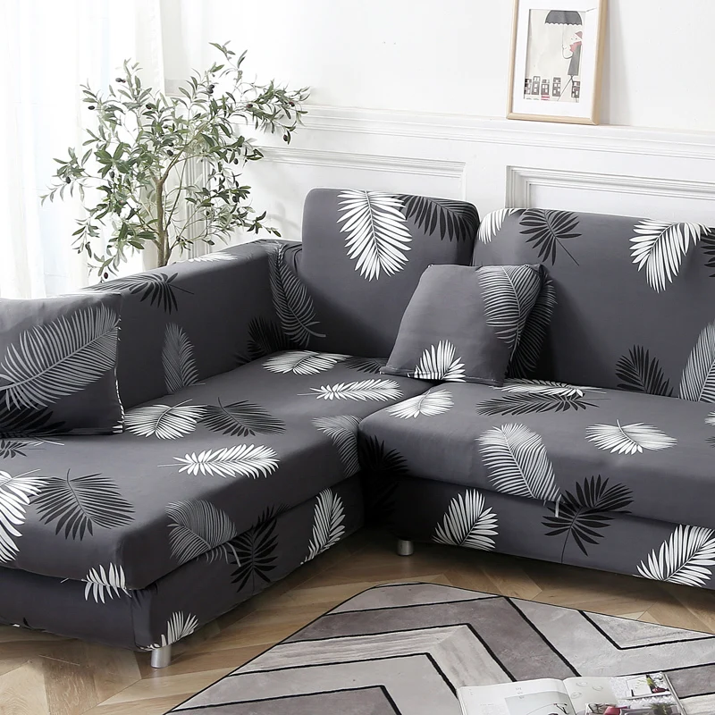 

Elastic Spandex Sofa Cover For Living Room Tight All-inclusive Couch Covers Leaves Printed Style Sectional Corner Sofa Protector