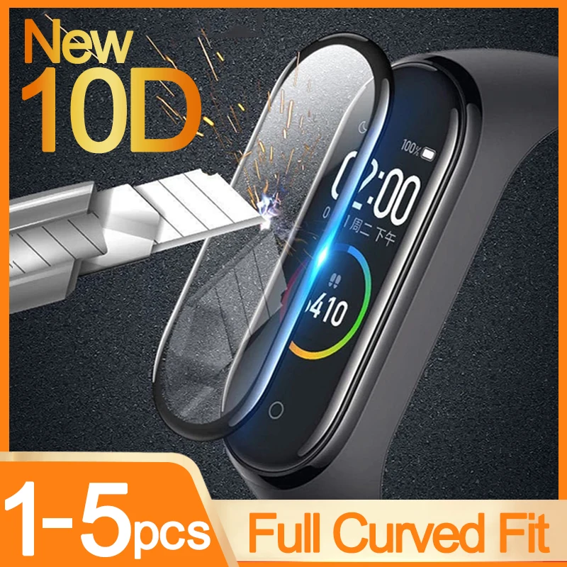 10D полная изогнутая пленка для часов Xiaomi MI band 4 5 6 7 Защита экрана Miband мягкая