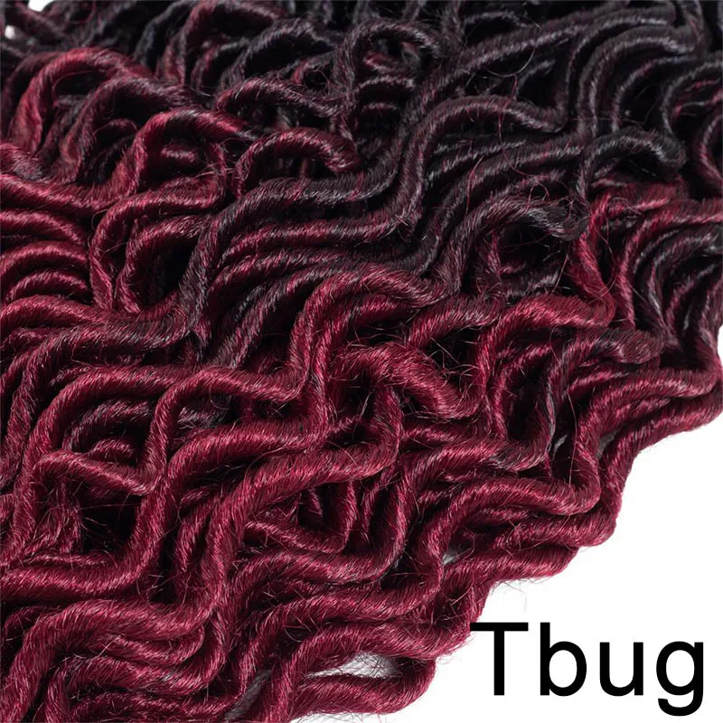 T1B/бордовый Элегантный Муз Faux locs Curly накладные волосы на крючке, затененные, волосы синтетический эффектом деграде(переход от темного к каштановые волосы для наращивания 18 дюймов 24 подставки для плетения волос - Цвет: T1B/бордовый