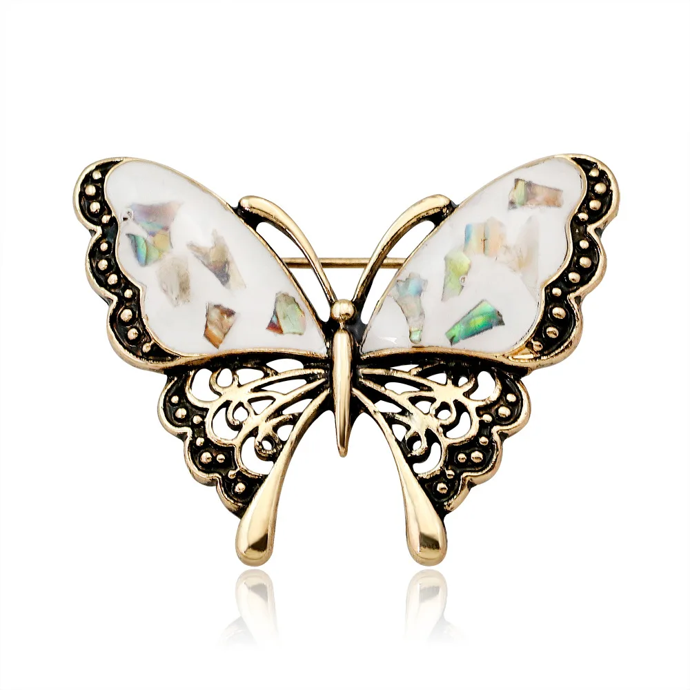 

New Natural Shell Cute Animal Butterfly Vintage Brooch Pin for Girl Women Fashion Accessories Jewelry Gift Anime Pins