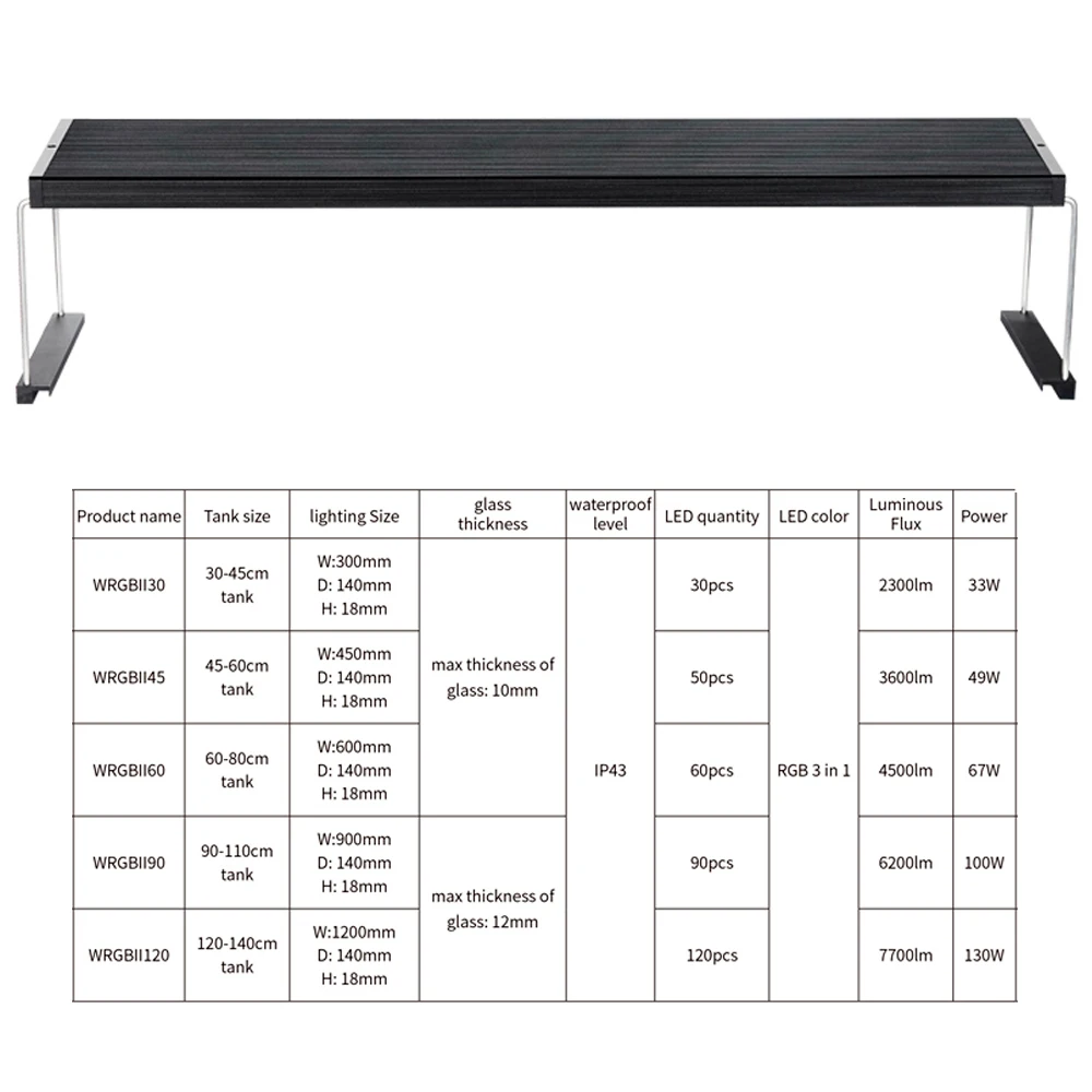 Chihiros-L&aacute;mpara de luz de acuario WRGB 2, luz LED para tanque plantado, accesorios, suministros-5