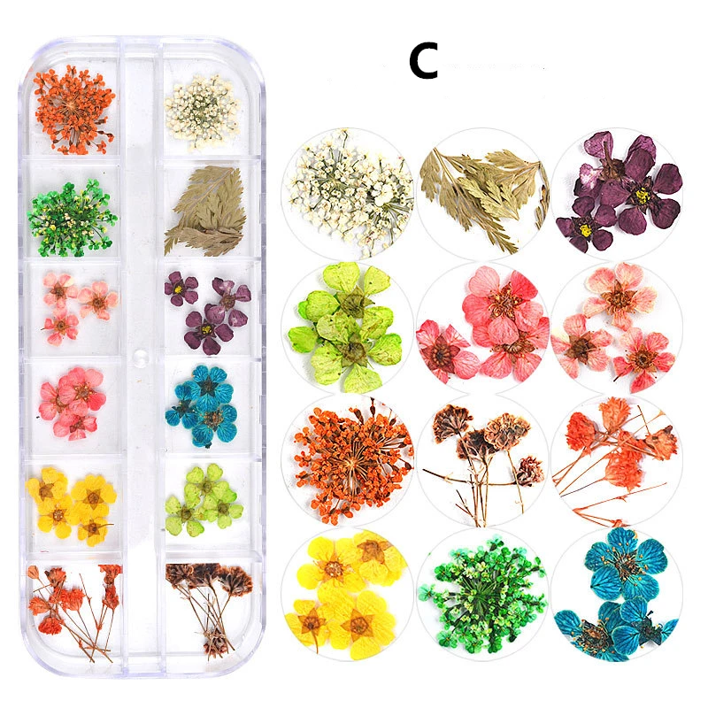 1 коробка сухих цветов для дизайна ногтей Декорирование серия 24 шт. | Украшения и