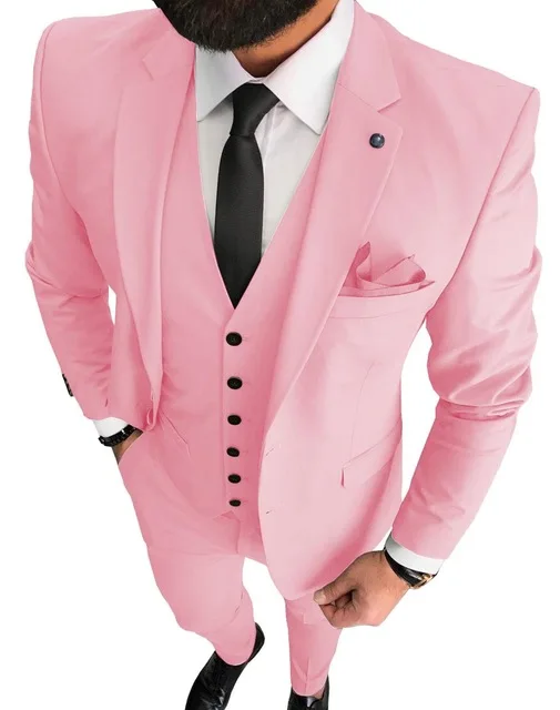 

Latest Coat Pant Designs Pink Men Suit Prom Tuxedo Slim Fit 3 Piece Groom Wedding Suits For Men Best Man Blazer Terno Masuclino