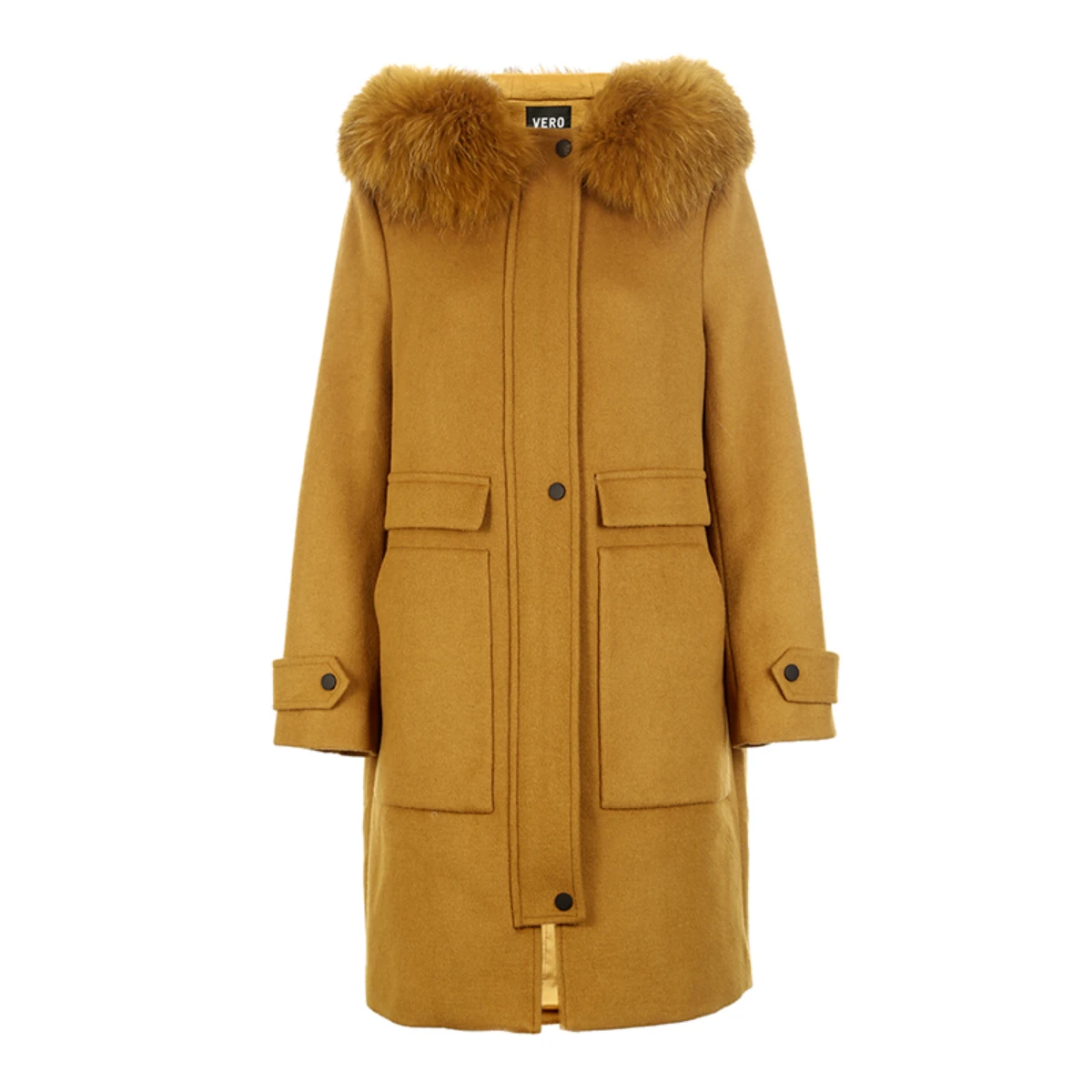 Vero Moda осень зима съемный воротник из меха енота шерстяное пальто куртка пальто | 318327560