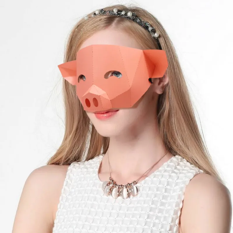 

3D Половина лица бумажная модель свинья костюм животного Косплей DIY Бумага Маска модели Рождество Хэллоуин Выпускной вевечерние ЕР подарок