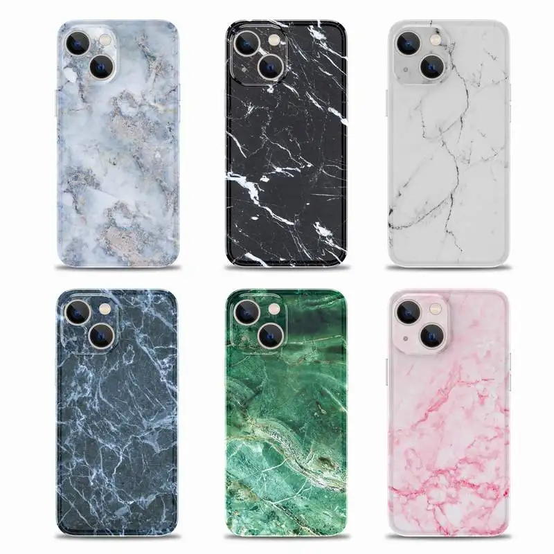 

Phone Case Cover For Apple iPhone 7 8 Plus 13 11 12 Pro Max XR XS Max Simple Luxury Glossy Art Marble Soft IMD Cases Shell