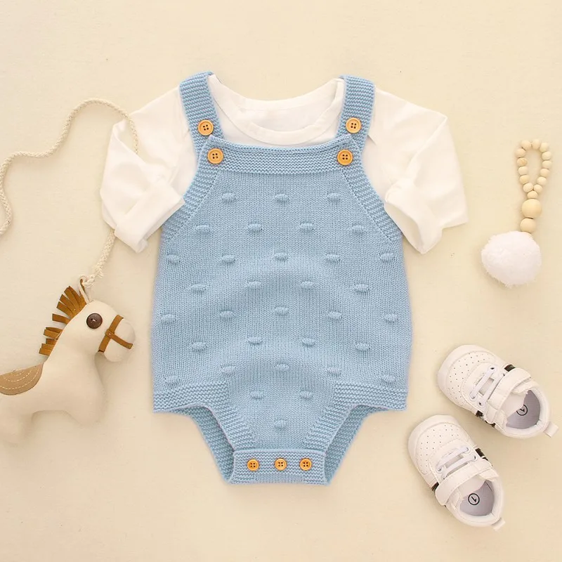 

Baby Boys Summer Romper Lovely knitted Infant Girl Solid Rompers New born Baby One-pieces Kids Girls Boy Suspender RomperS27