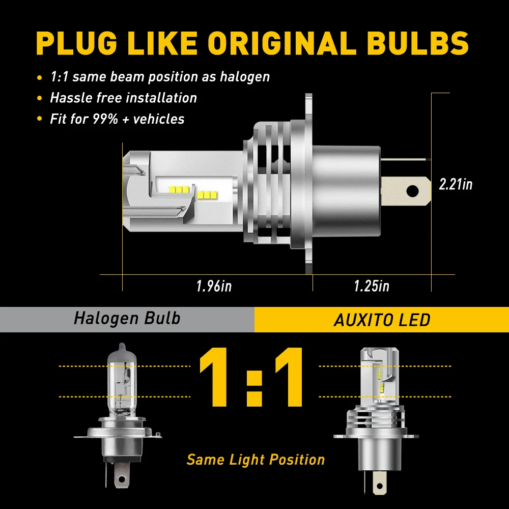 AUXITO 2x 9003 H4 H13 LED Canbus H11 H7 9007 H8 HB3 9005 9006 HB4 Car Headlight Bulb For Honda Civic CR-V Fit HR-V Ridgeline | Автомобили