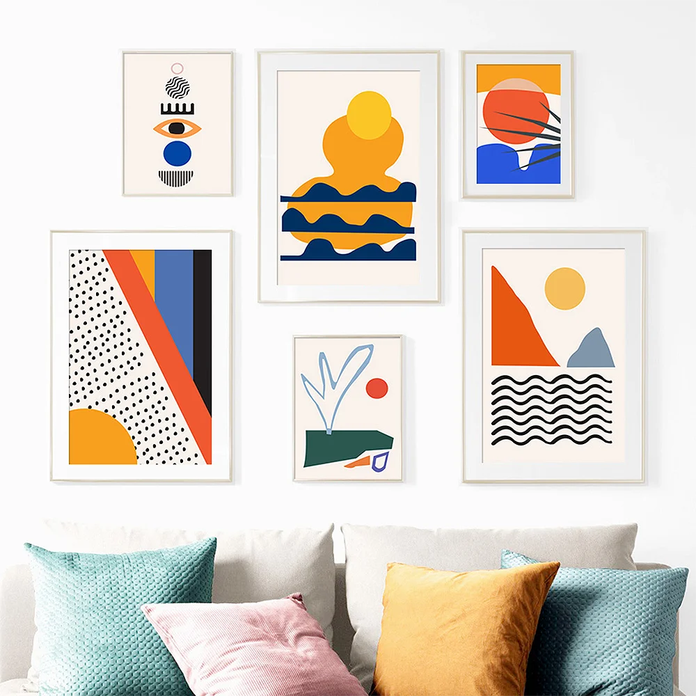 

Nordic Minimalist Geometric Posters And Prints Abstract Sunset Canvas Painting Wall Art Pictures For Living Room Modern Decor