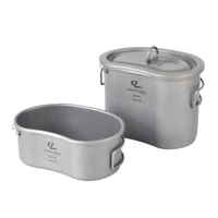 1 1l pure titanium lunch box set ultralight outdoor water cup hanging pot tableware portable camping trekking marching dinnerset