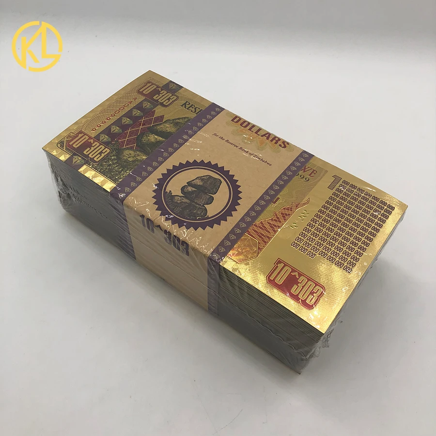100pcs Zimbabwe Gold Banknote One Centillion Dollars with cetificate and security label UV Light for collection | Дом и сад
