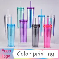 600ml color transparent water bottle with straw cover plastic reusable personalized beverage coffee drinking cup outdoor portabl