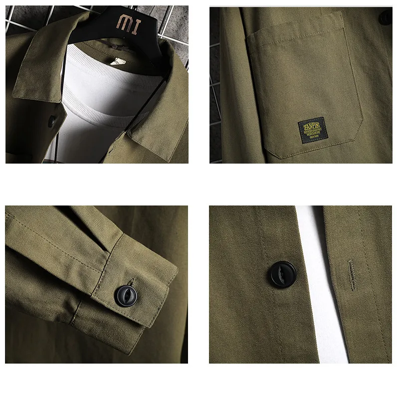 

Plus Size 5XL 4XL Japanese Style Men Shirt 2020 New Autumn Spuare Collar Casual Outdoor Mens Clothing Black ArmyGreen