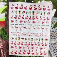 3d stickers for nails flamingo flowers fruit feather design nails art decoration manicure stickers sliders nail foil accessories