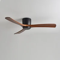 2021 new nordic wood ceiling fan living dining room industrial retro commercial low floor remote control modern home fan lamp