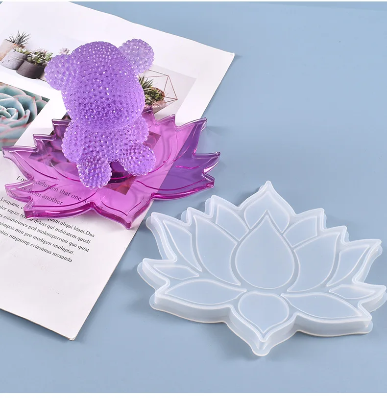

DIY Crafts Jewelry Decorations Making Tools Crystal Epoxy Resin Mold Lotus Coaster Tray Cup Mat Casting Silicone Mould
