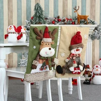 3d christmas chair back covers elk snowman dining table ornaments merry christmas home office covers xmas gifts new year 2022