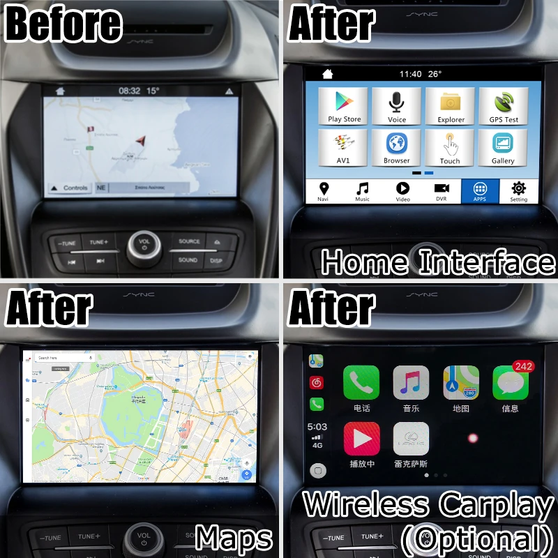 Интерфейсная приставка для Android / carplay Ford Kuga Escape Focus SYNC 3 беспроводная