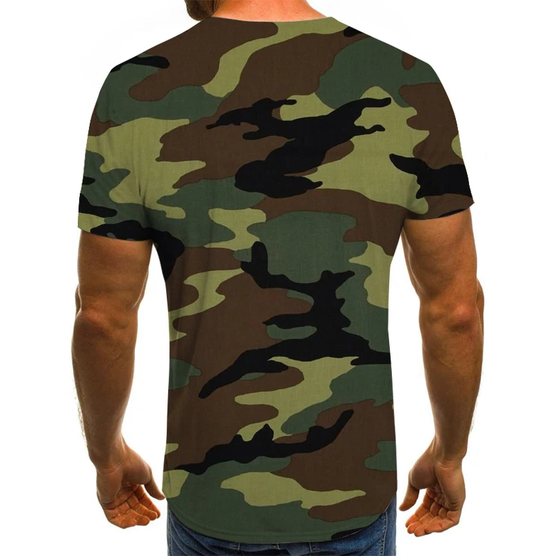 

Summer 3D Camouflage Printed Men's T-shirt Army Green Blue Camouflage Oversized T-shirt Short Sleeve T-shirt Men's Clothing