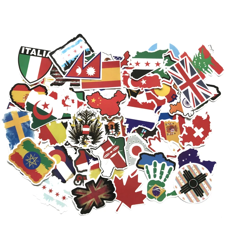 52 шт. национальные наклейки с флагами Детские страны карта Туристические для