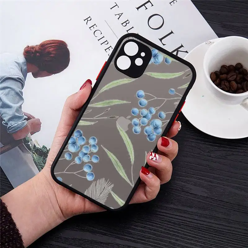 

Watercolor plants with flowers Phone Case black matte transparent For iPhone 7 8 x xs xr 11 12 pro plus mini max Clear Funda