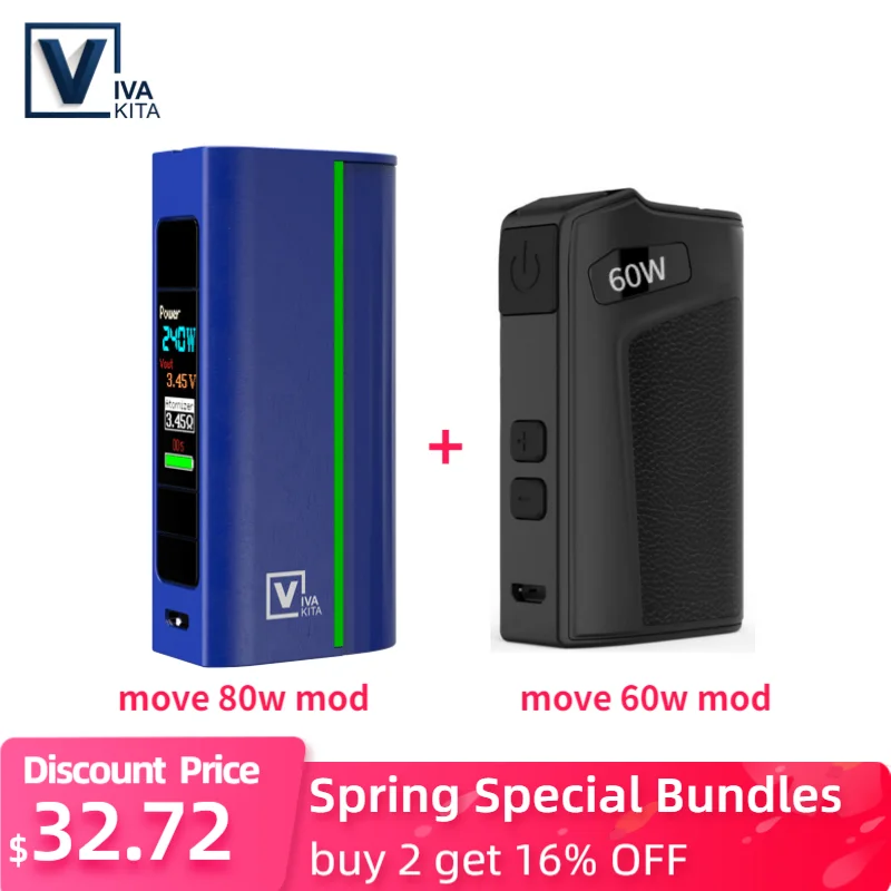 Вейп мод Vaptio Move Grand 80 Вт бак RDTA/RDA с OLED экраном 0 91 дюйма сигарета для вейпа