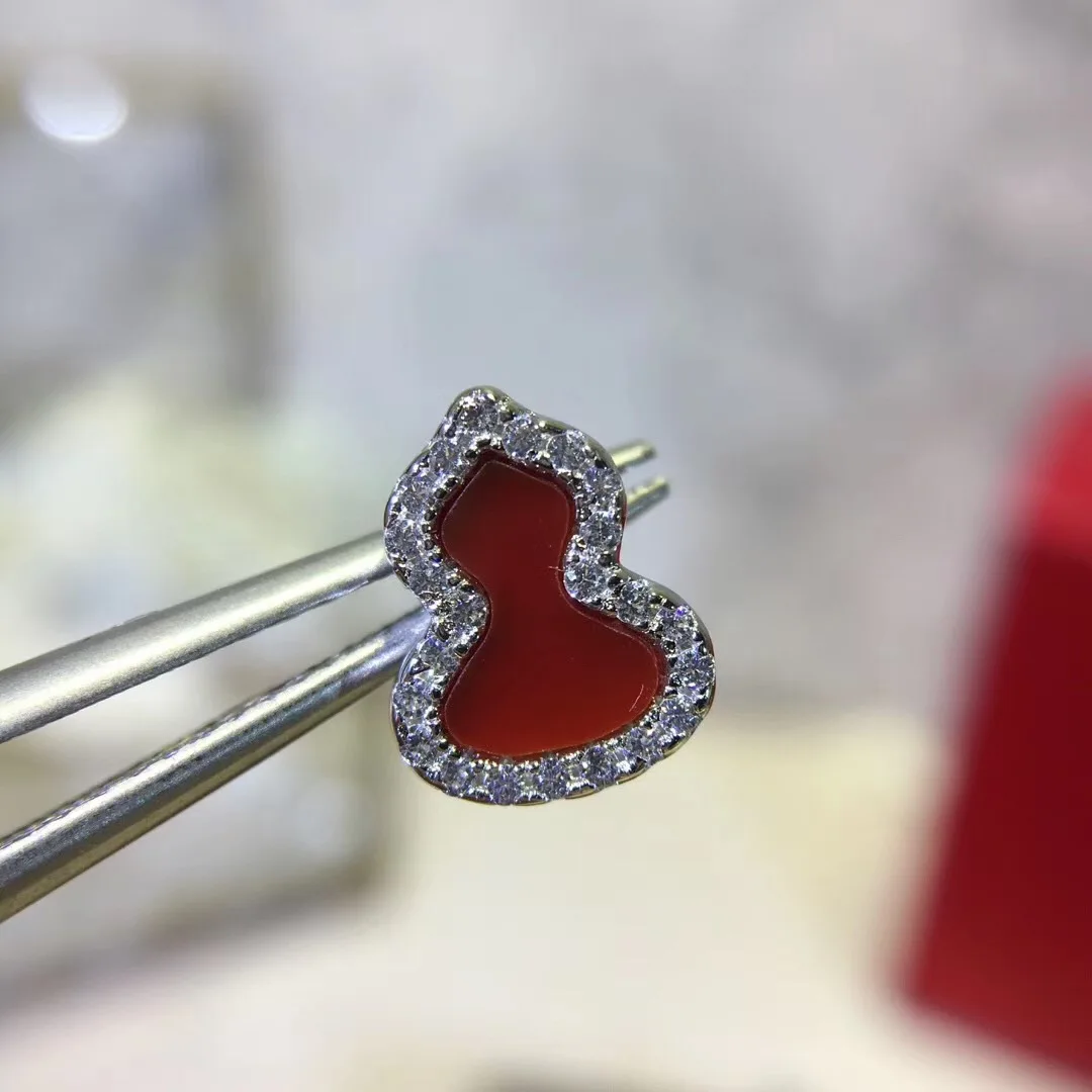 Роскошные серьги из серебра S925 пробы с красным опалом и тыквой милые мини белого