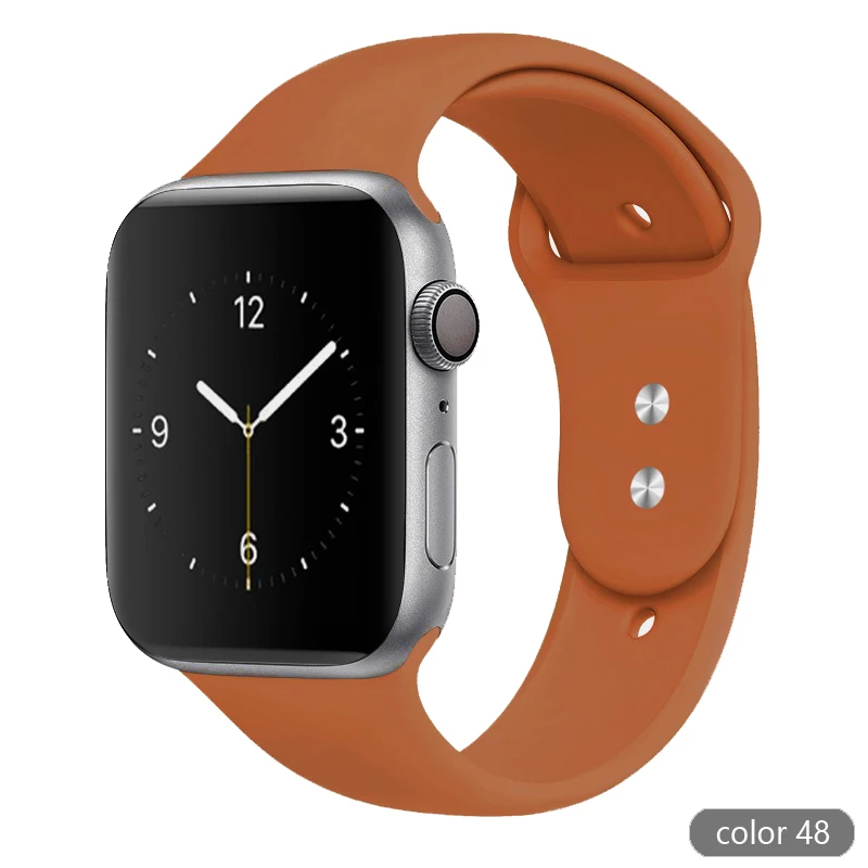 Цветной мягкий силиконовый спортивный ремешок для Apple Watch серии 1 2 3 4 5 38 мм 42 мм резиновый ремешок для часов 40 мм 44 мм iWatch 4/5 - Цвет ремешка: Color 48