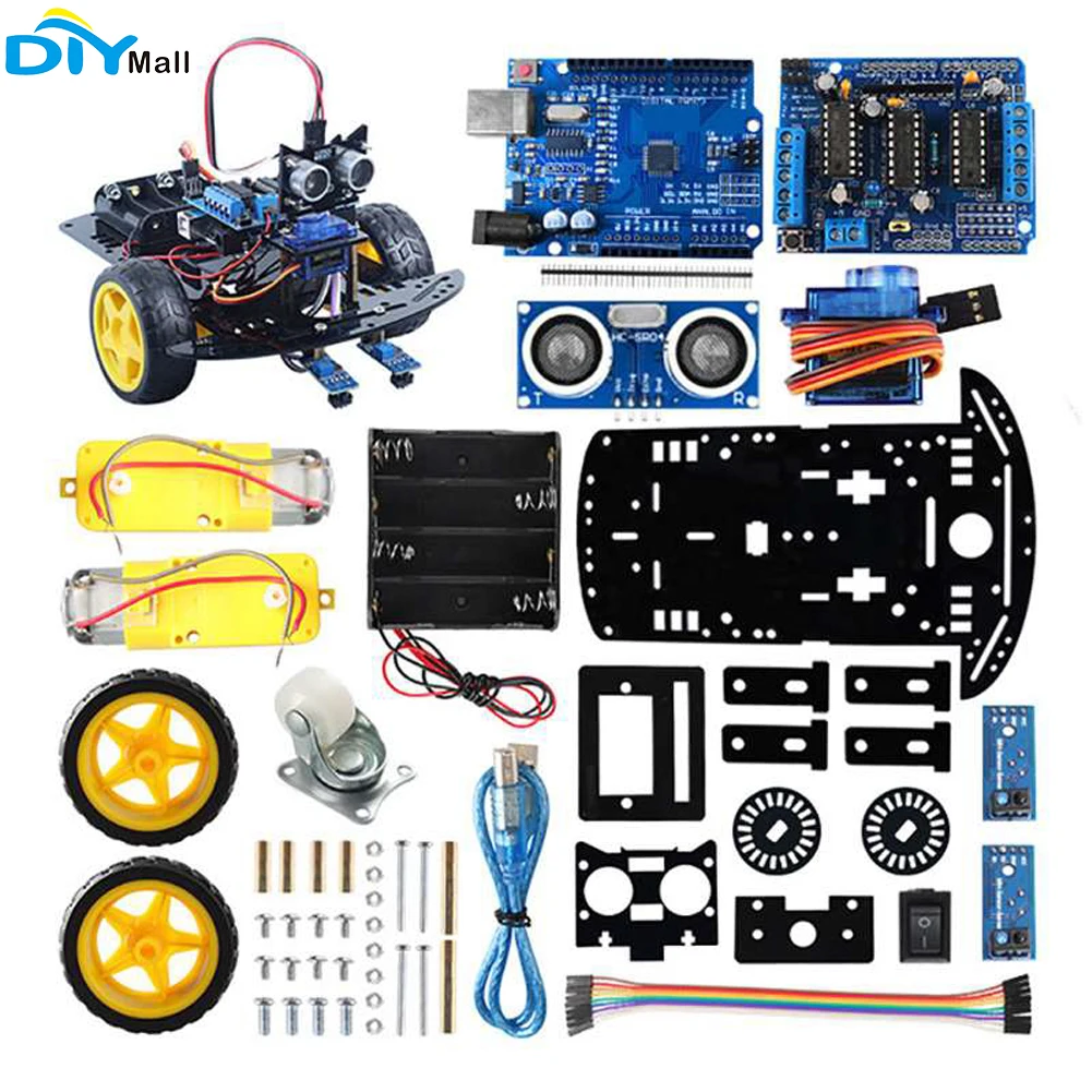 

2WD Smart Robot Car Kit L298N Motor Drive Tracking Module G90 Servo For Arduino CH340 Ultrasonic Ranging Obstacle Avoidance