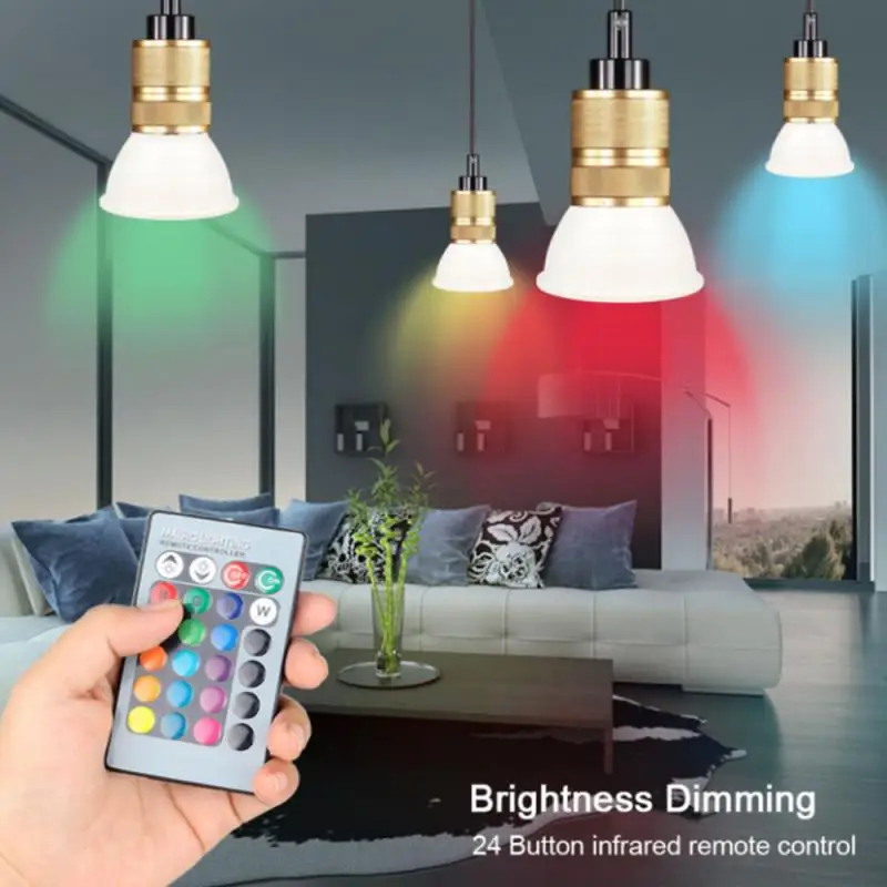 Светодиодная RGB-лампа E27 110 В 5/10/15 Вт с пультом ДУ | Лампы и освещение