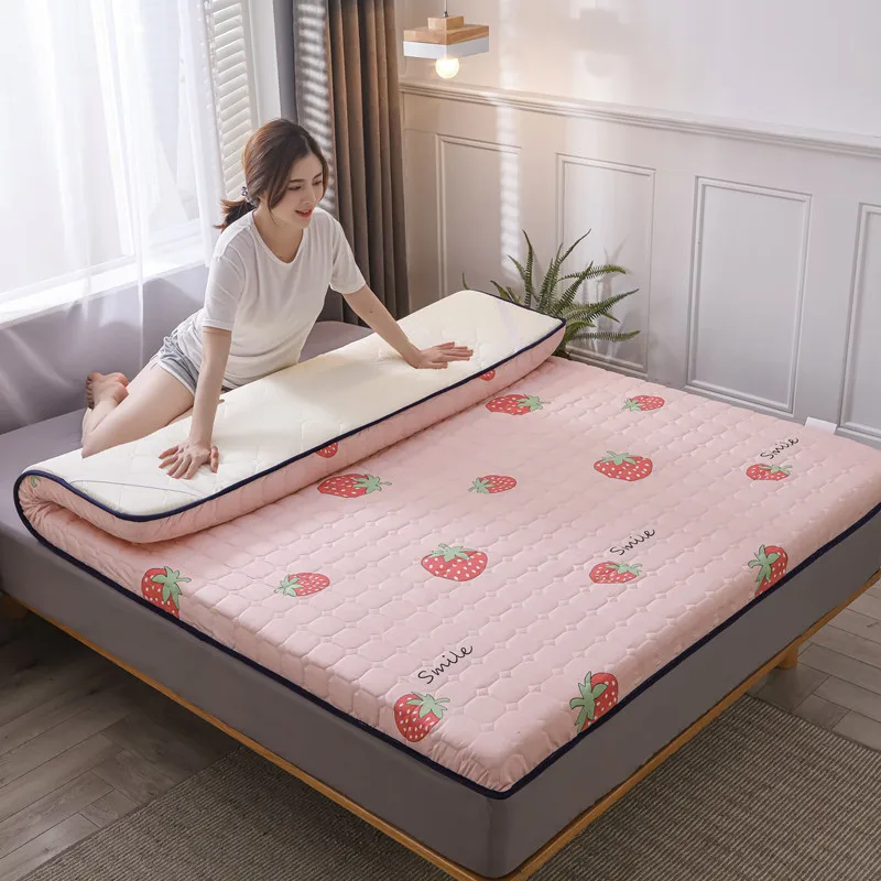 

UVR Home Strawberry Pattern Tatami Mattress Solid color Comfortable Single Student Soft Mattress Bedroom Floor Mat