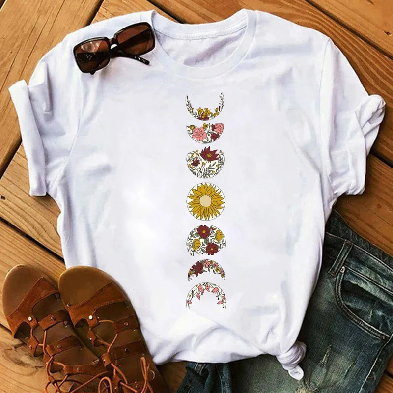 

Summer Cute Tee Shirts Femme Flower Print T Shirt New Women T Shirt Harajuku Graphic Tee Tops Female Short Sleeve T-shirt Girls