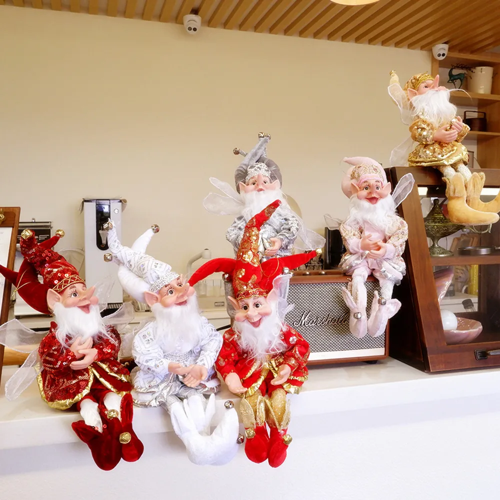 

Doll Toy Christmas Pendant Ornaments Decor Elf Hanging On Shelf Hanging Standing Decoration Navidad New Year Gifts